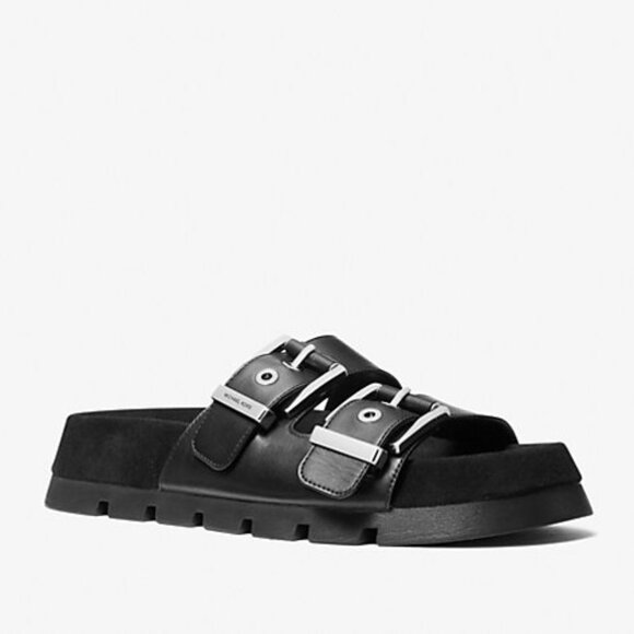 MICHAEL MICHAEL KORS Women's Colby Suede and Leather Flat Sandal Size 7.5M Black - Picture 4 of 7